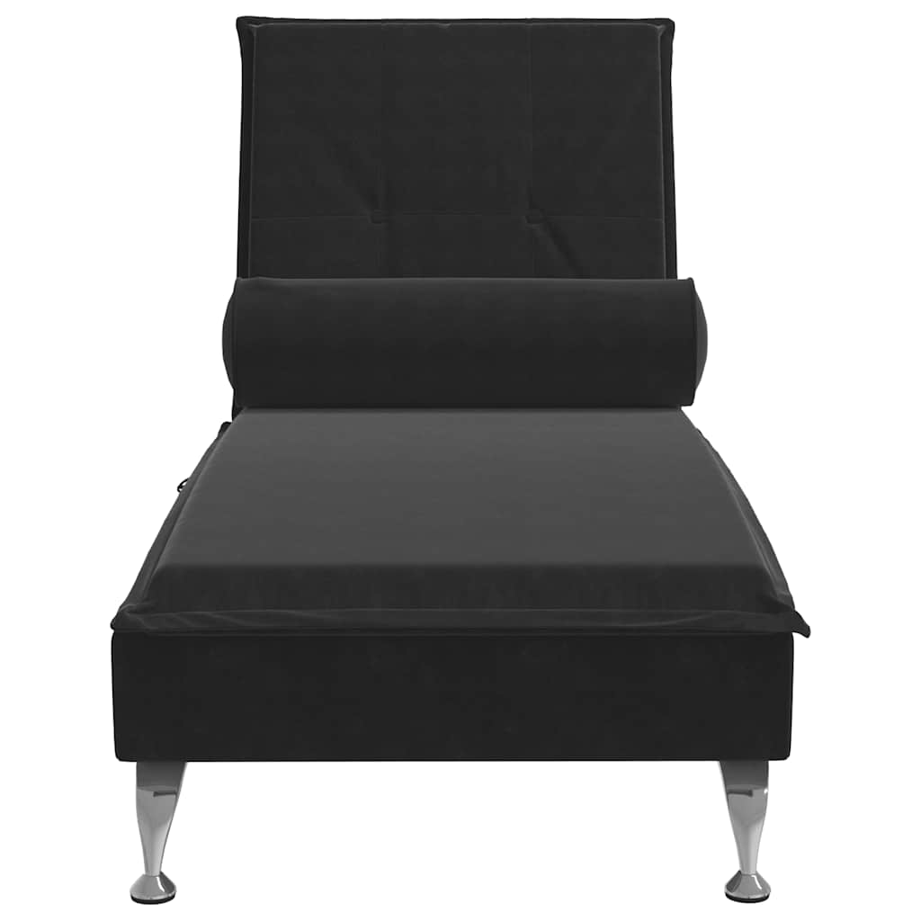 Massage-Chaiselongue mit Nackenrolle Hellgrau Samt
