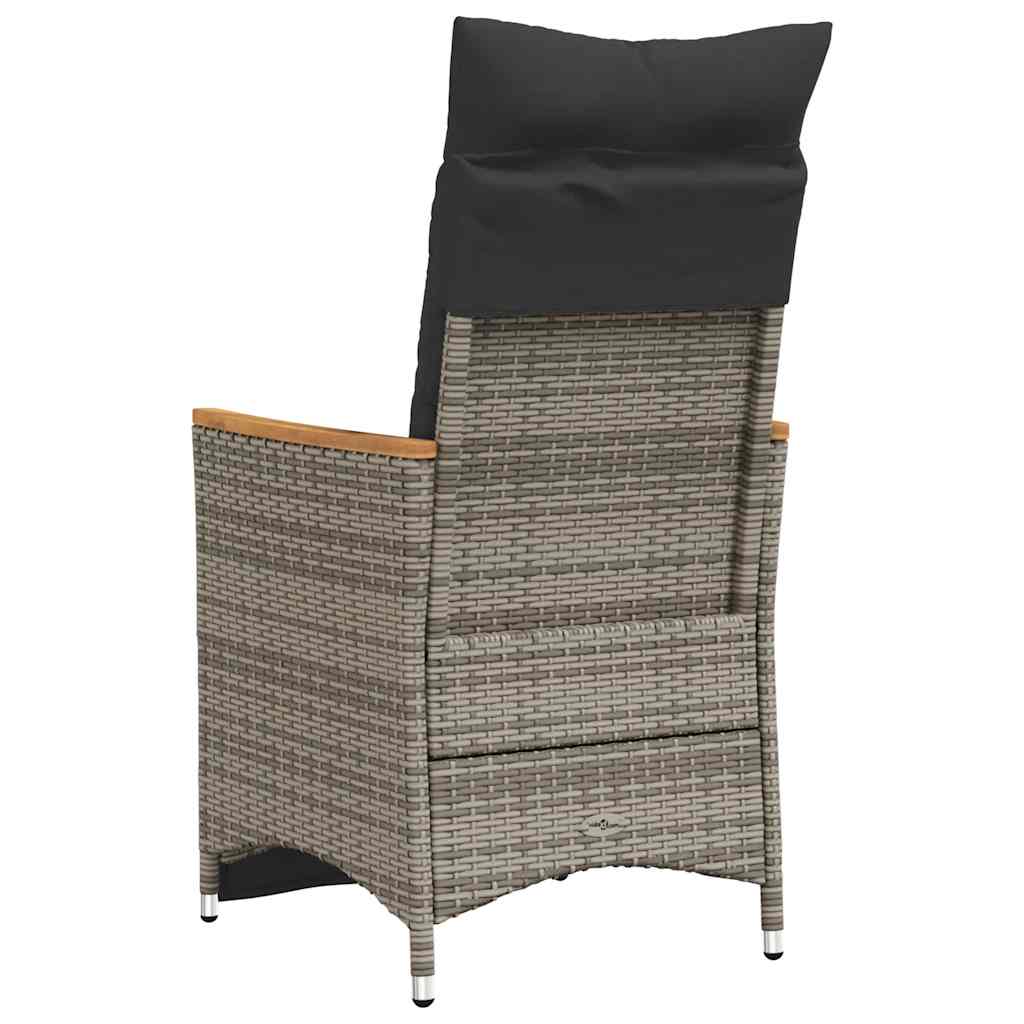 Gartensessel Verstellbar mit Kissen Schwarz Poly Rattan