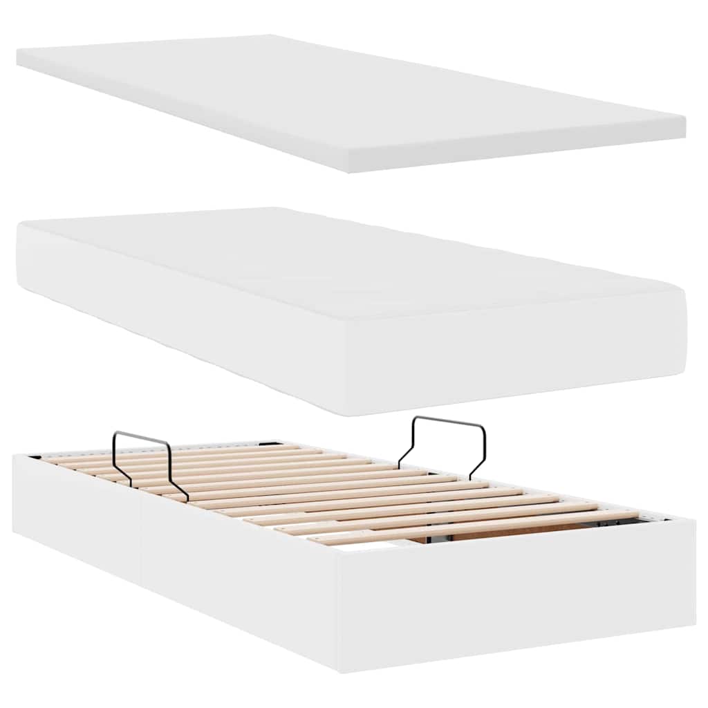 Bett mit Stauraum und LED Schwarz 180 x 200 cm Kunstleder