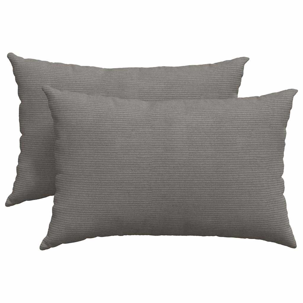 Sofakissen 2 Stück Hellgrau 50 x 30 cm Cordstoff