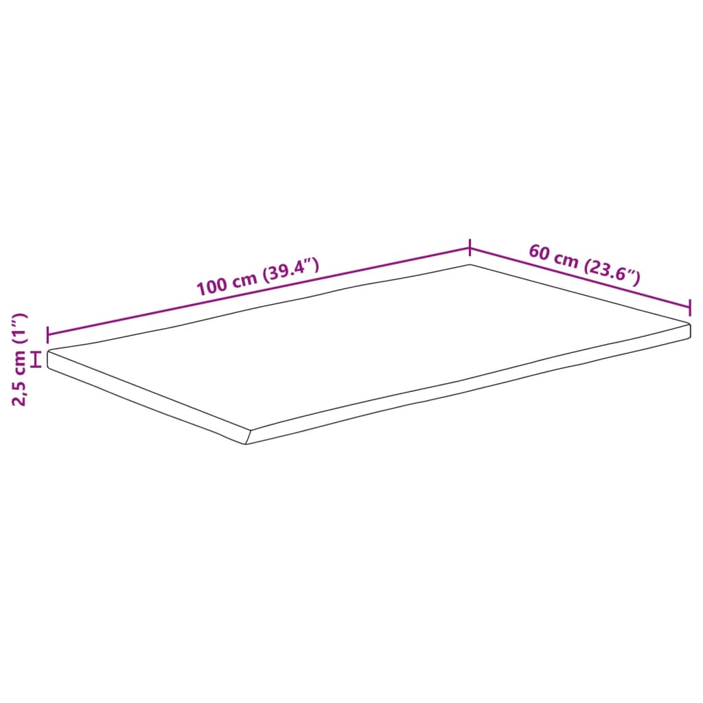 Tischplatte 40x40x2,5 cm Rechteckig Massivholz Akazie Baumkante