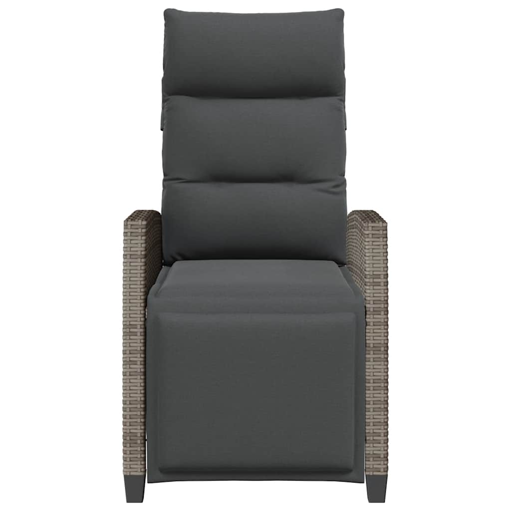 Gartensessel mit Beistelltisch Verstellbar Schwarz Poly Rattan