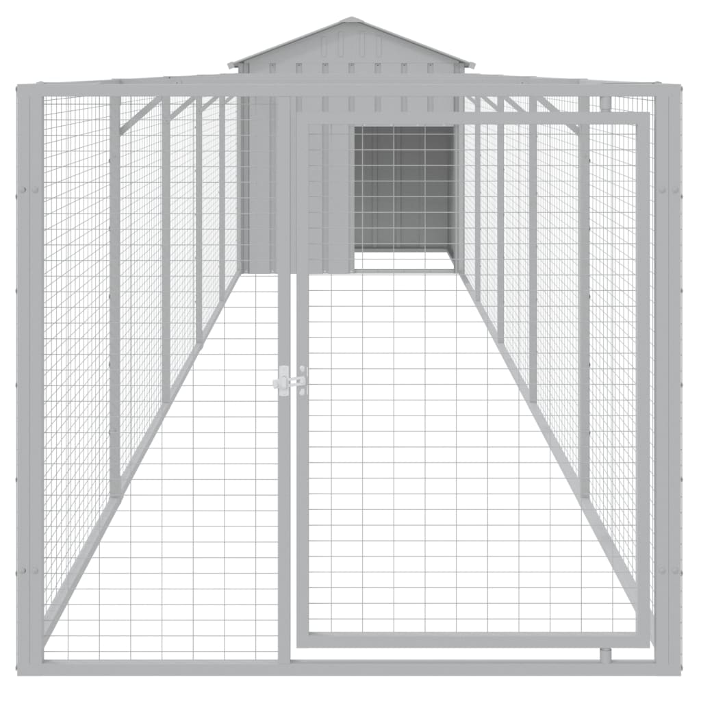 Hundehütte mit Auslauf Anthrazit 117x201x123cm Verzinkter Stahl