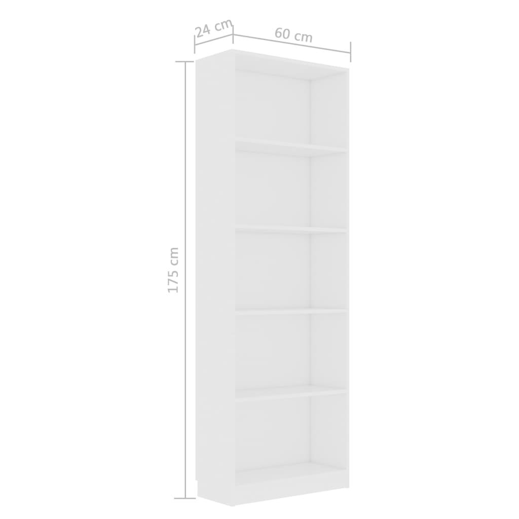 Bücherregal 3 Fächer Weiß 40x24x109 cm Holzwerkstoff