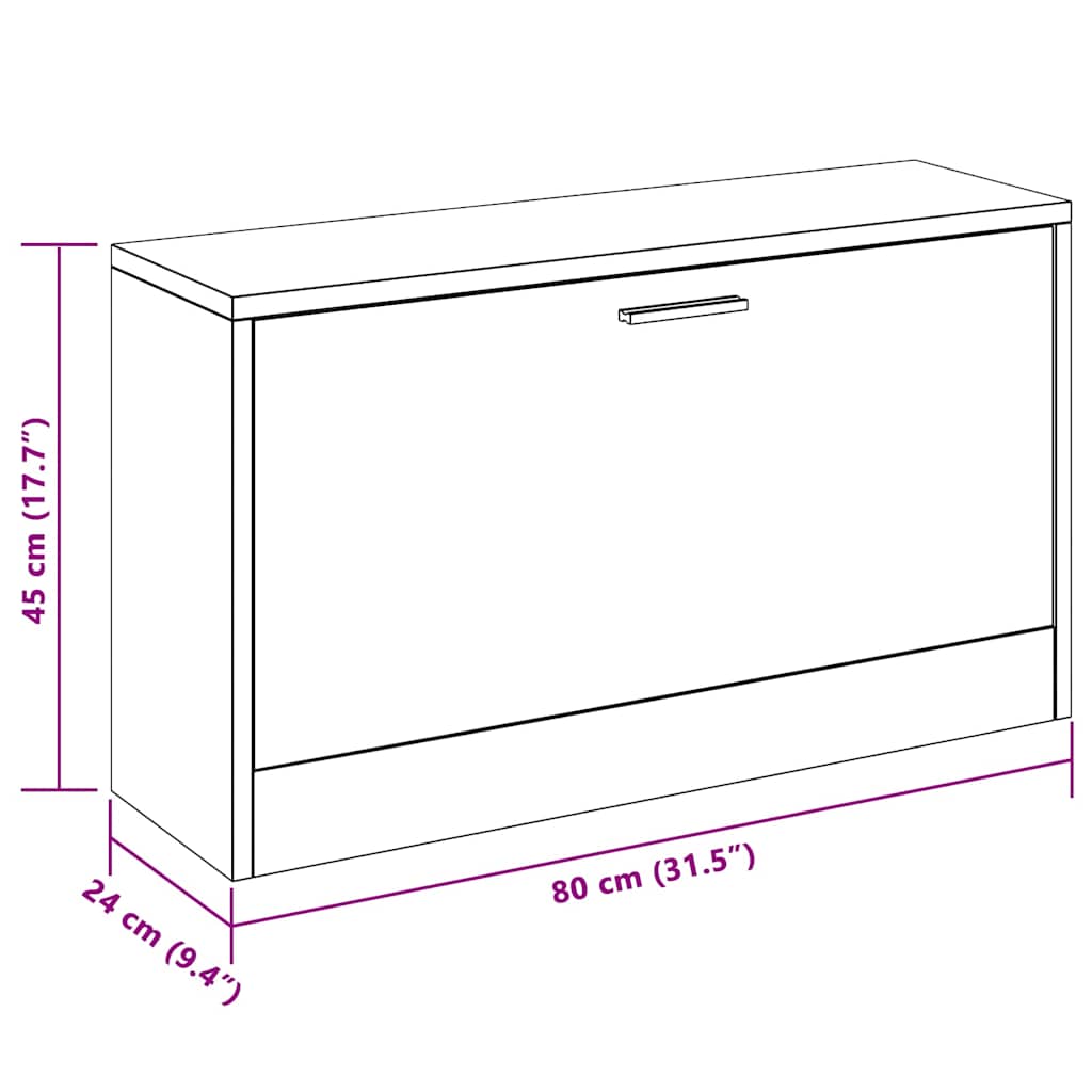Schuhbank Eiche 80x24x45 cm