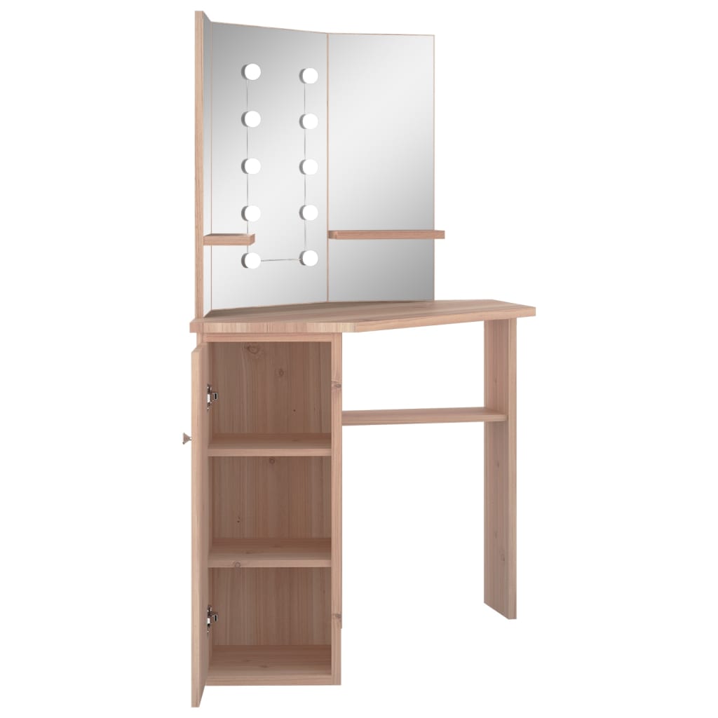 Eck-Schminktisch mit LED Grau 111x54x141,5 cm