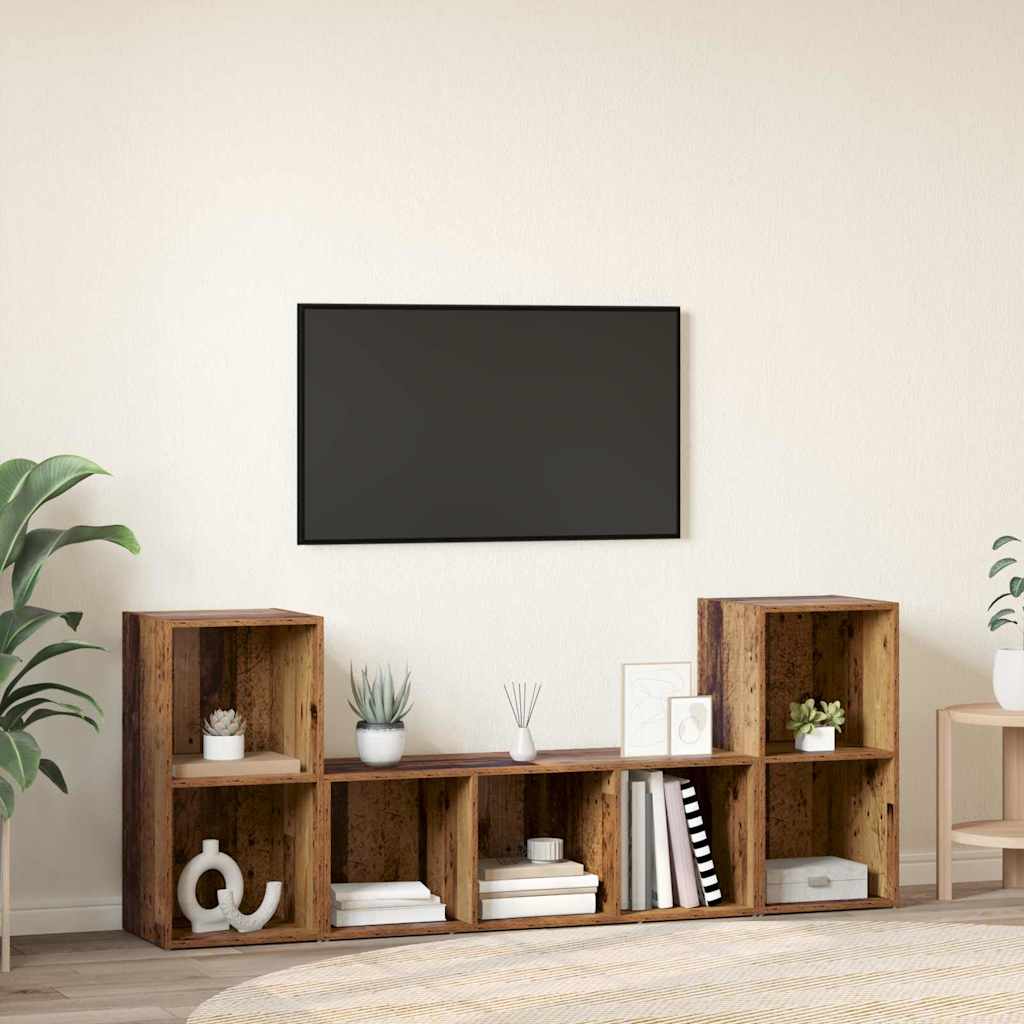 3-tlg. TV-Schrank-Set Weiß Holzwerkstoff