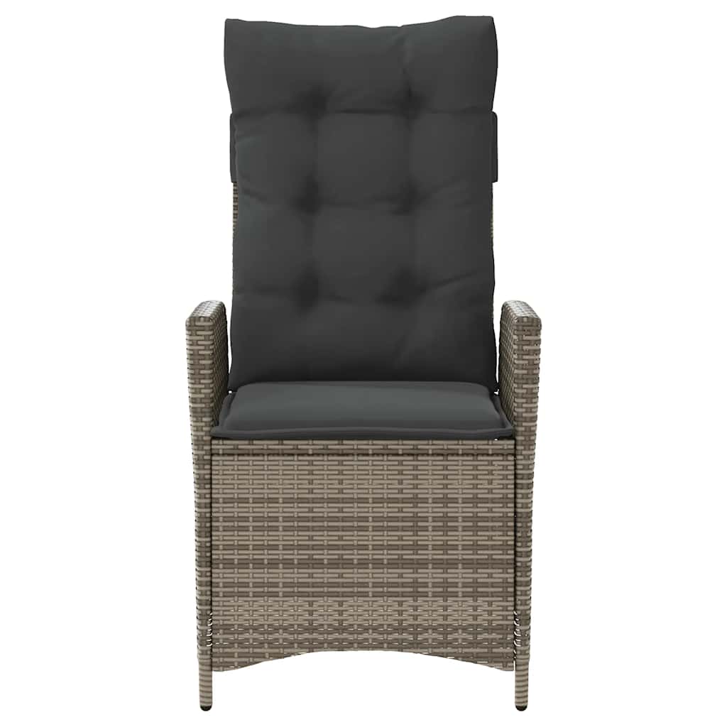 Gartensessel Verstellbar mit Kissen Schwarz Poly Rattan