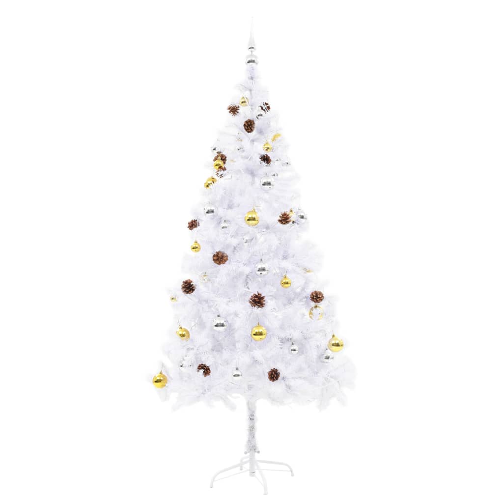 Künstlicher Weihnachtsbaum mit Beleuchtung & Kugeln Grün 150 cm