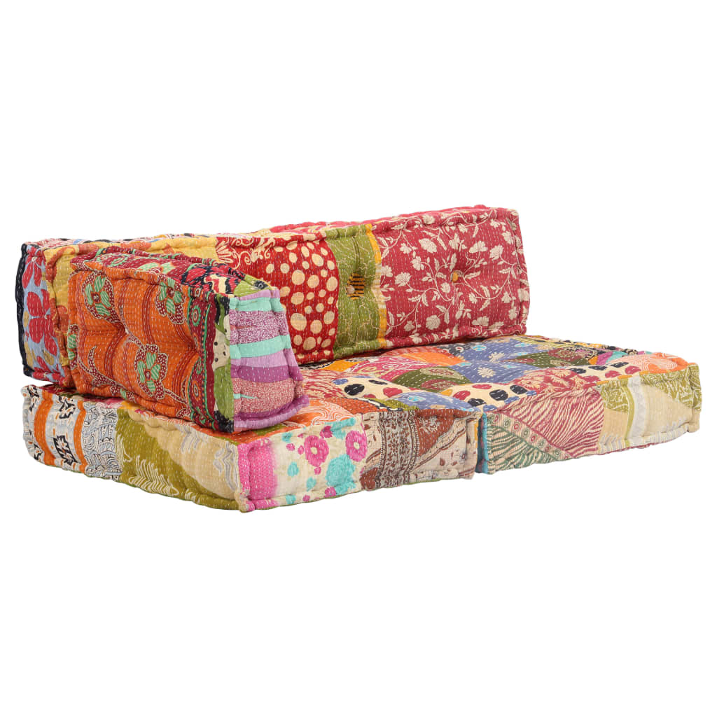 2-Sitzer Modularer Pouf Patchwork Stoff