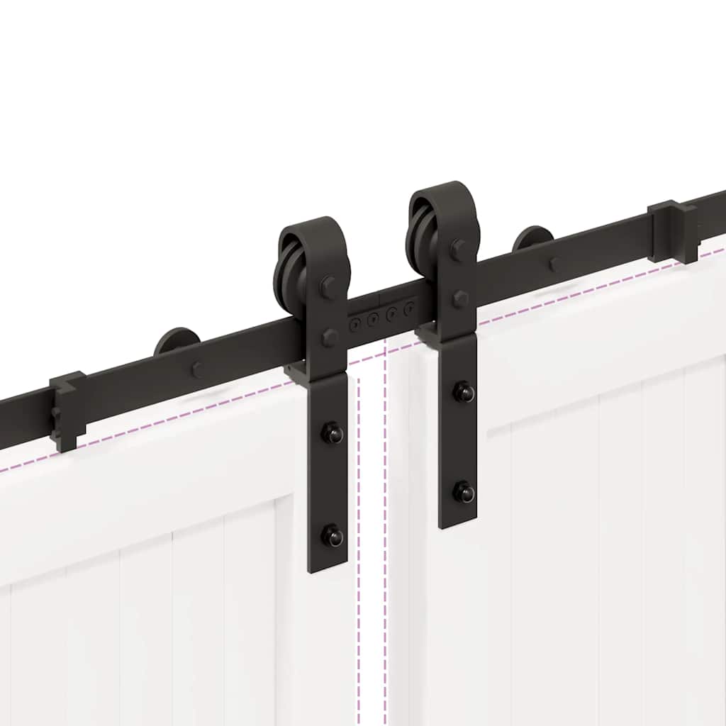 Schiebetürbeschlag-Set 366 cm Stahl Schwarz