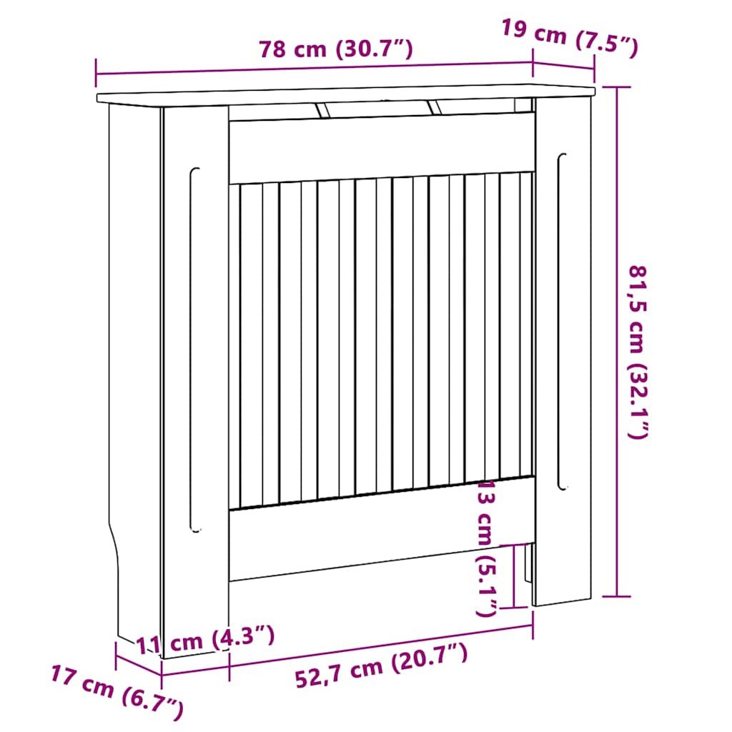 Holzwerkstoff Heizkörper-Abdeckung Heizkörperverkleidung 112 cm, weiß