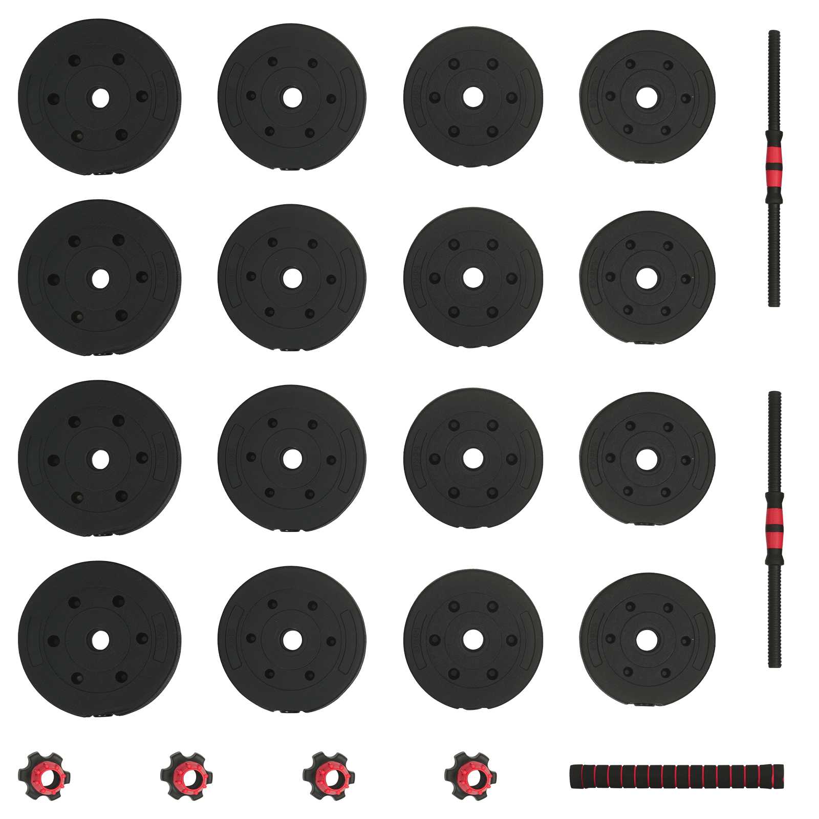 2-in-1 Hantelset 40kg Schwarz und Rot Zement und Eisensand
