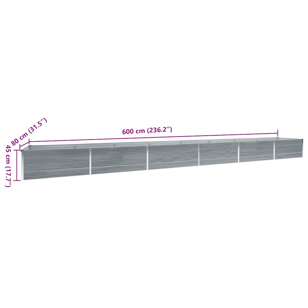 Hochbeet 160 x 80 x 77 cm Verzinkter Stahl Grau
