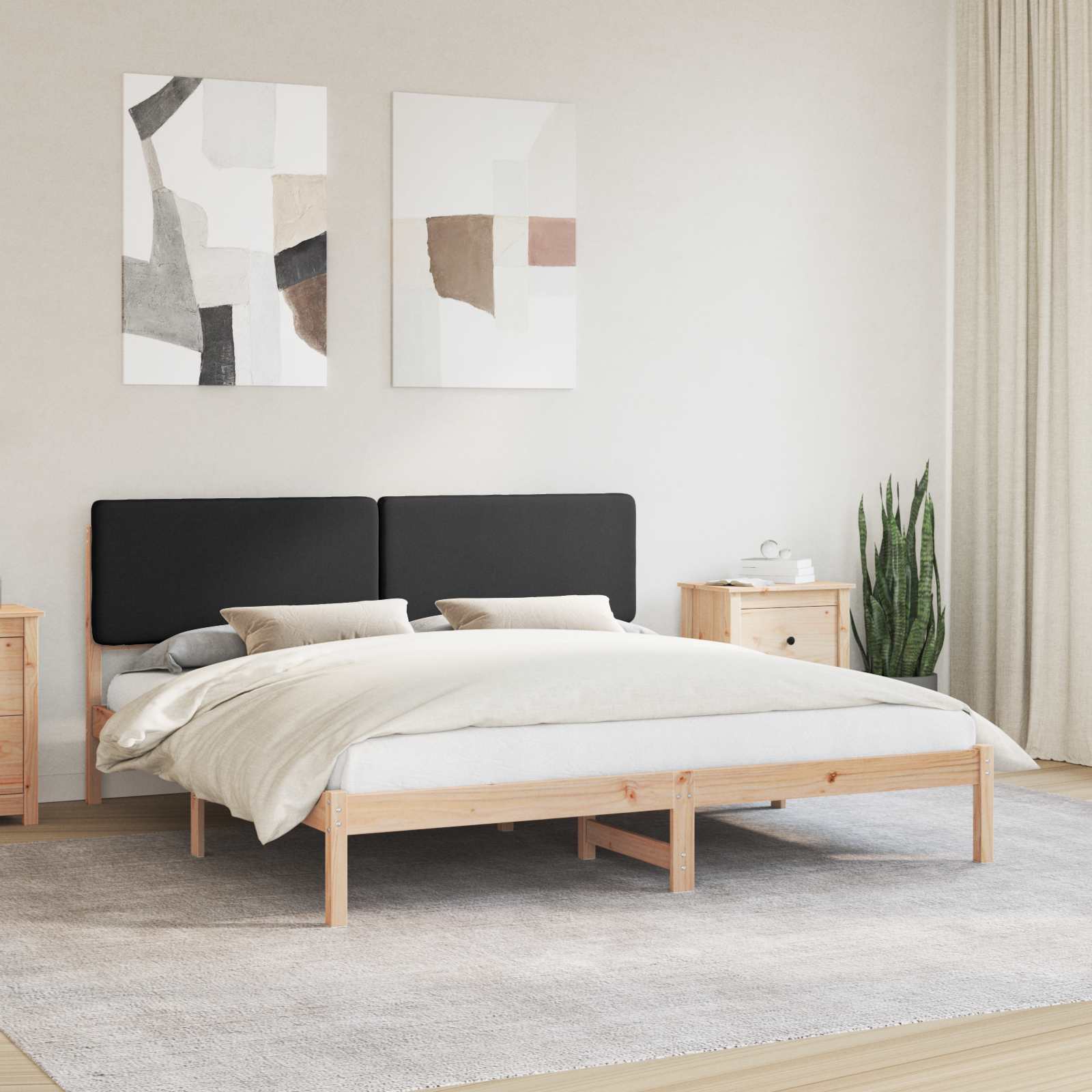 Bettgestell mit gepolstertem Kopfteil Hellgrau 200 x 200 cm