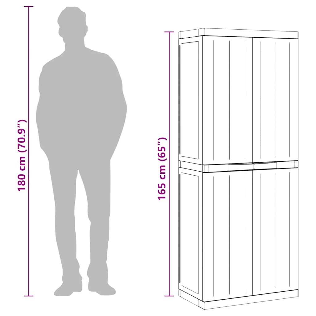 Gartenschrank Grau und Schwarz 65x37x85 cm PP