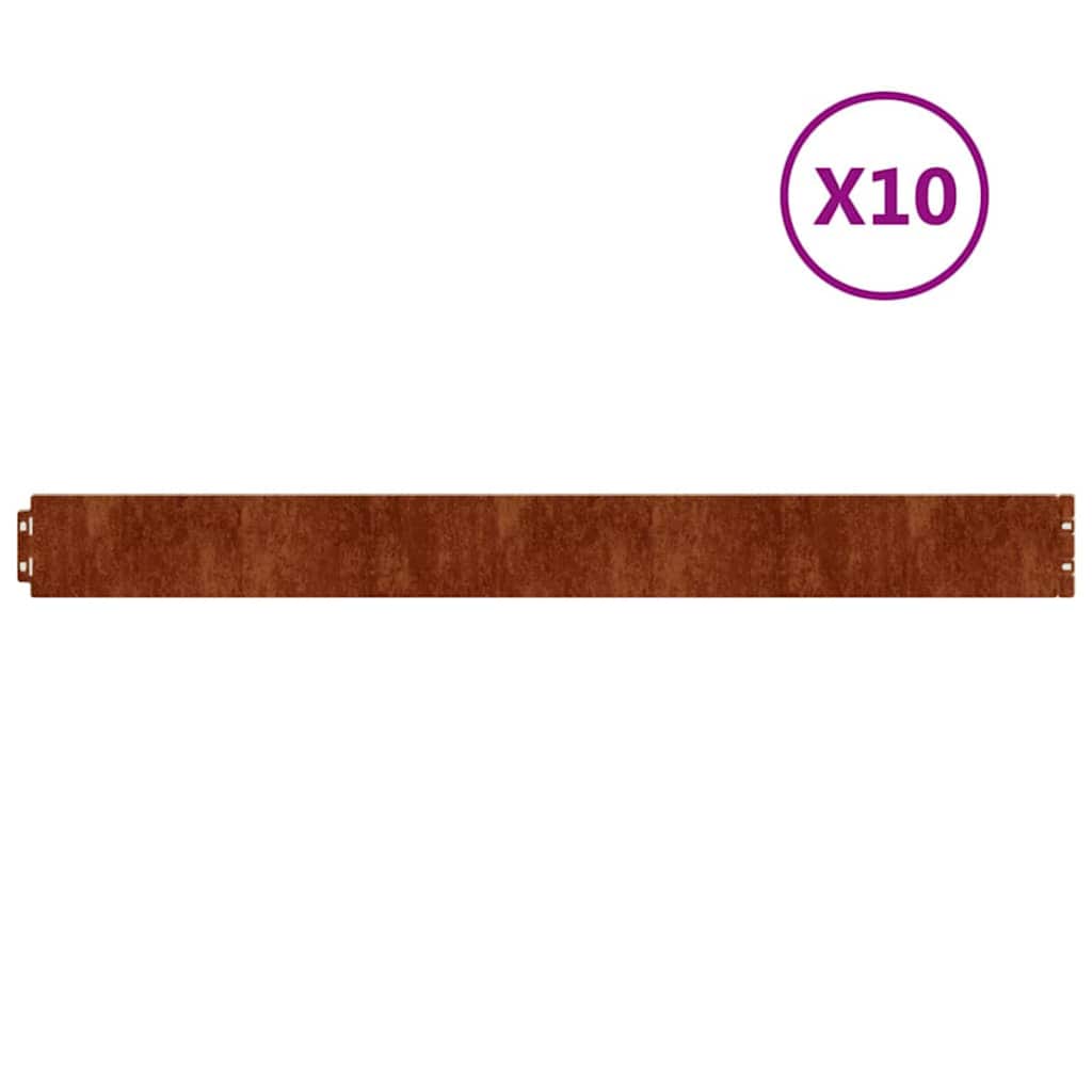 Raseneinfassung 10 pcs 10 x 103 cm Wetterfeststahl Rostig