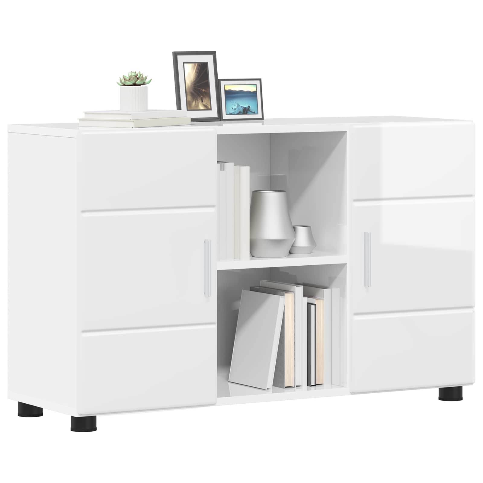 Highboard mit Regal FLORIN Weiß 60 x 35 x 182 cm Holzwerkstoff