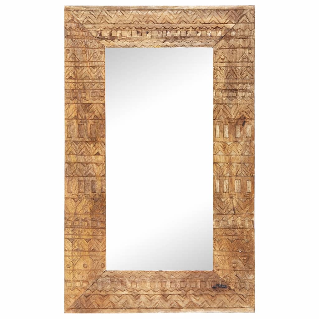 Handgeschnitzter Spiegel 50x50x2,5 cm Massivholz Mango