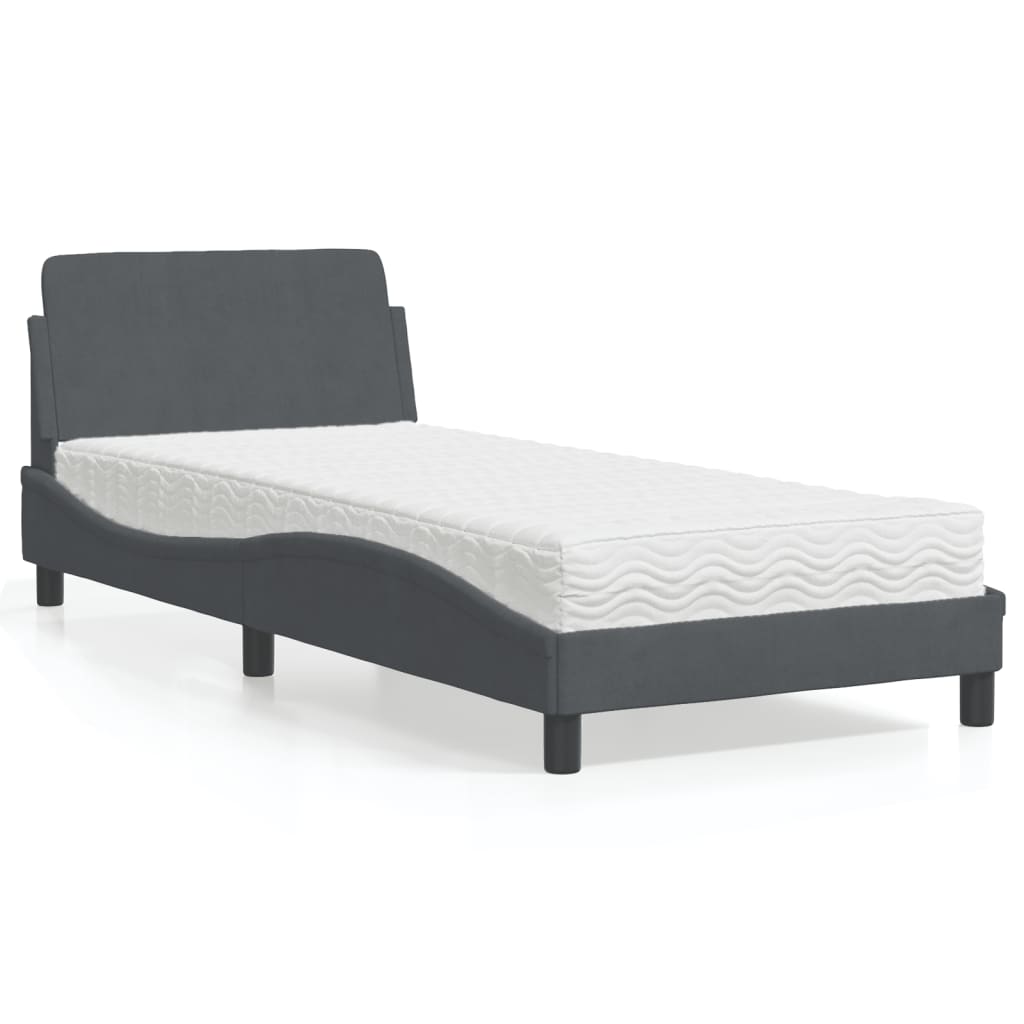 Bett mit Matratze "Dover" Hellgrau 80x200 cm Samt