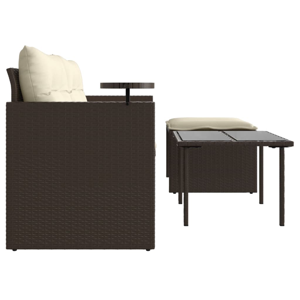 3-tlg. Garten-Sofagarnitur mit Kissen Schwarz Poly Rattan