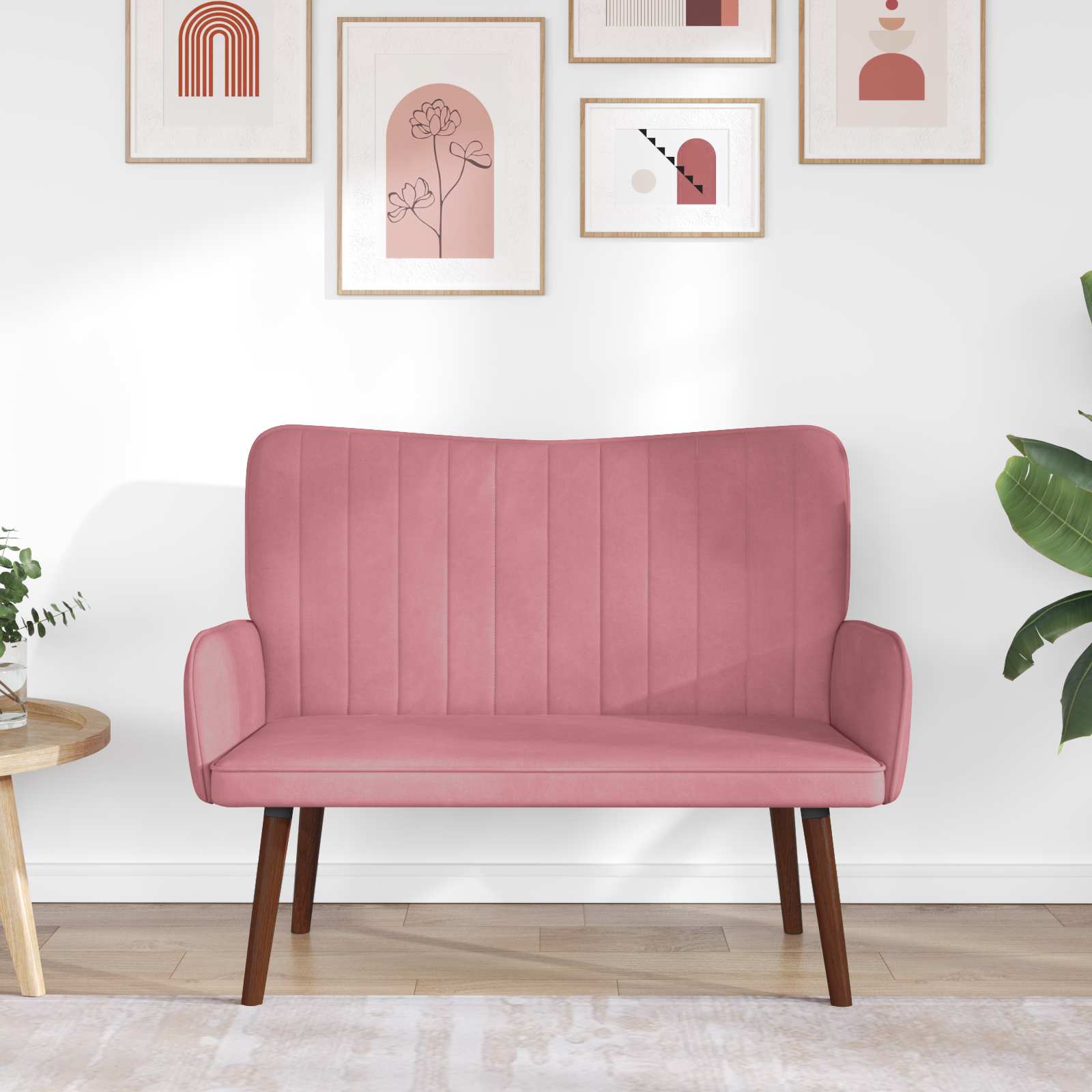 2-Sitzer Sofa Hellgrau 115 x 61 x 87 cm Samt (V)