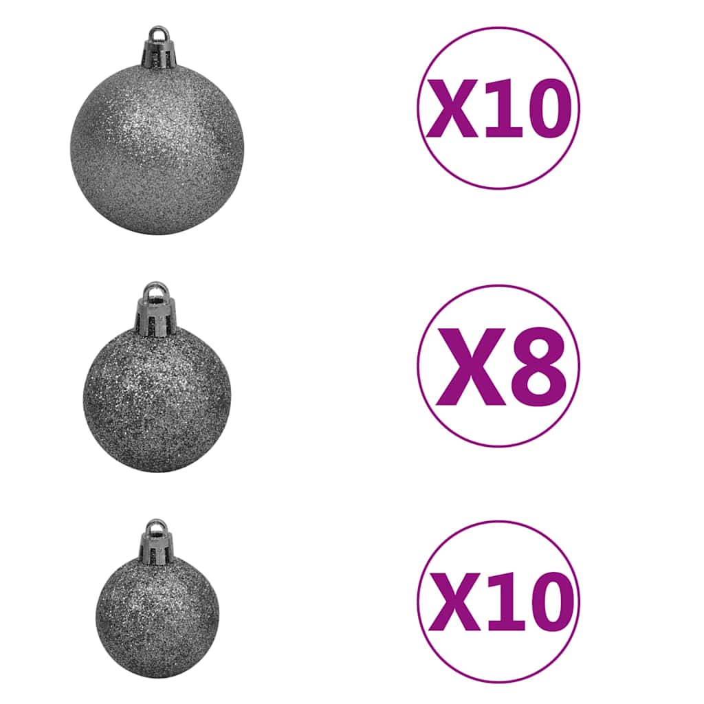 Künstlicher Weihnachtsbaum mit Beleuchtung & Kugeln Grün 180 cm