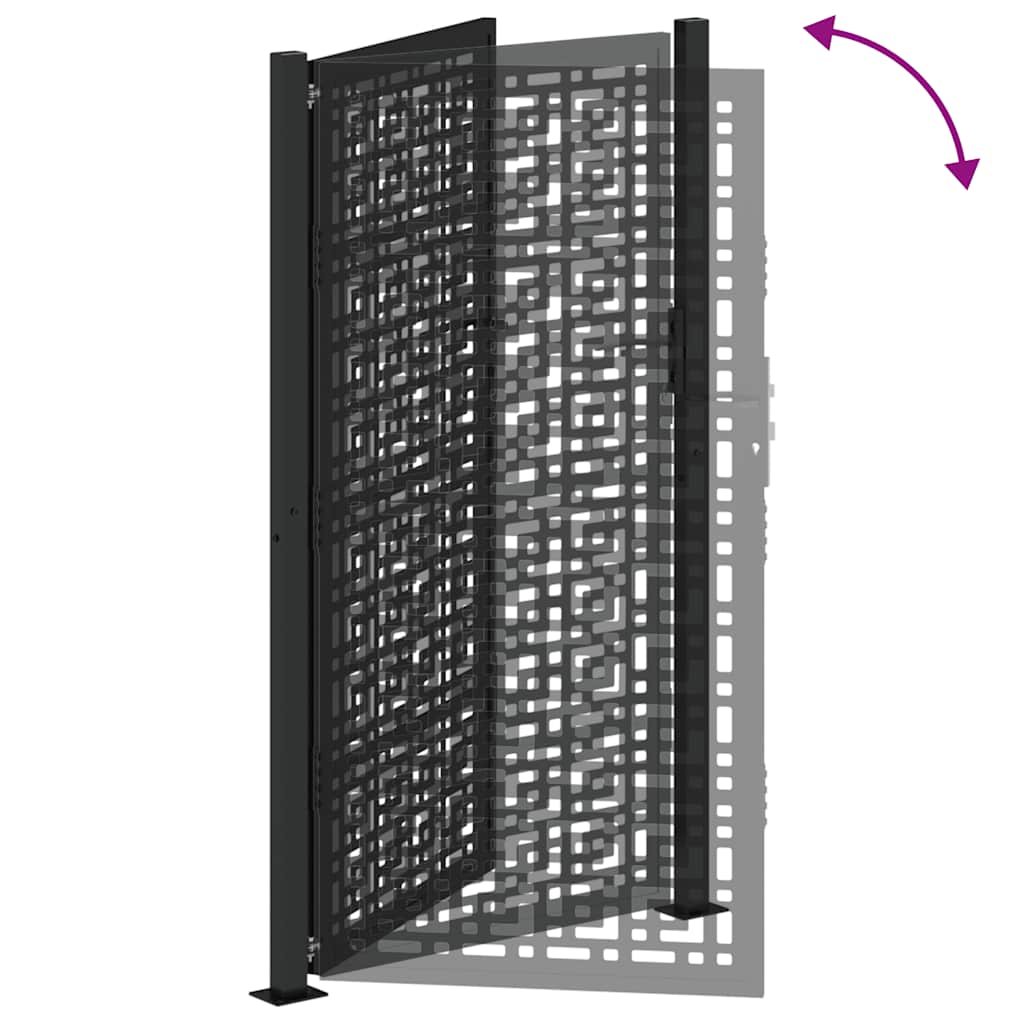 Gartentor Schwarz 100x100 cm Stahl Lichtdesign