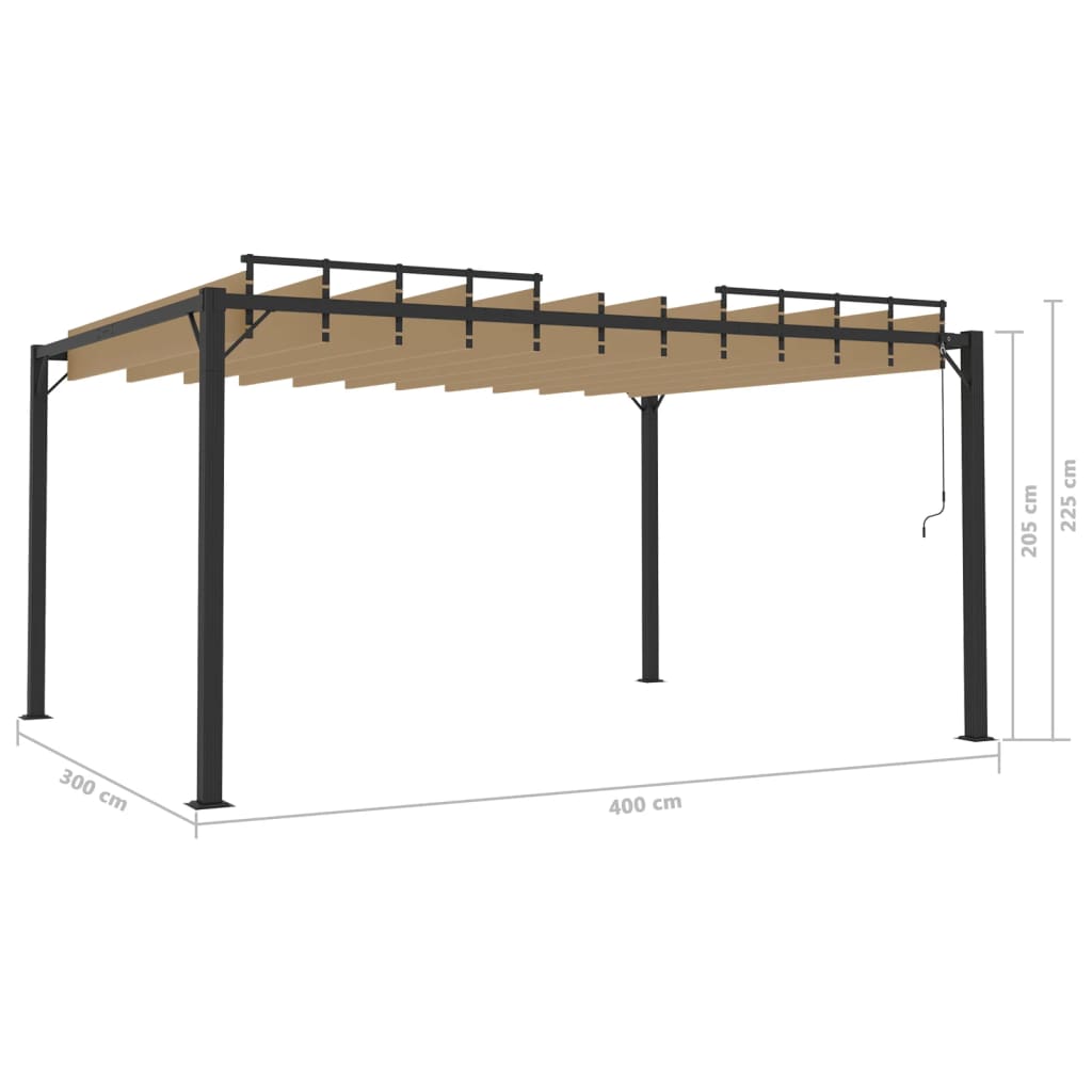 Pergola mit Lamellendach 3x3 m Creme Stoff und Aluminium