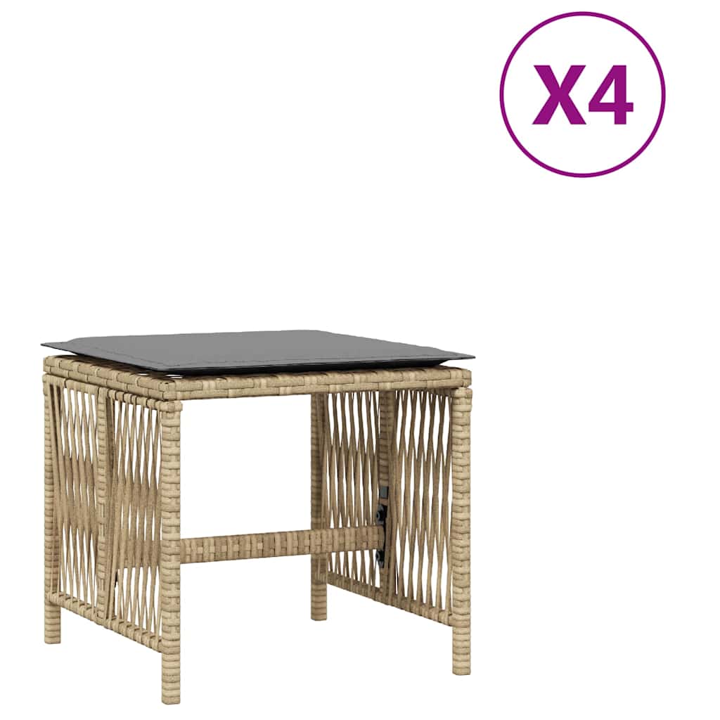 Gartenhocker mit Kissen 4 Stk. Schwarz 41x41x36 cm Poly Rattan