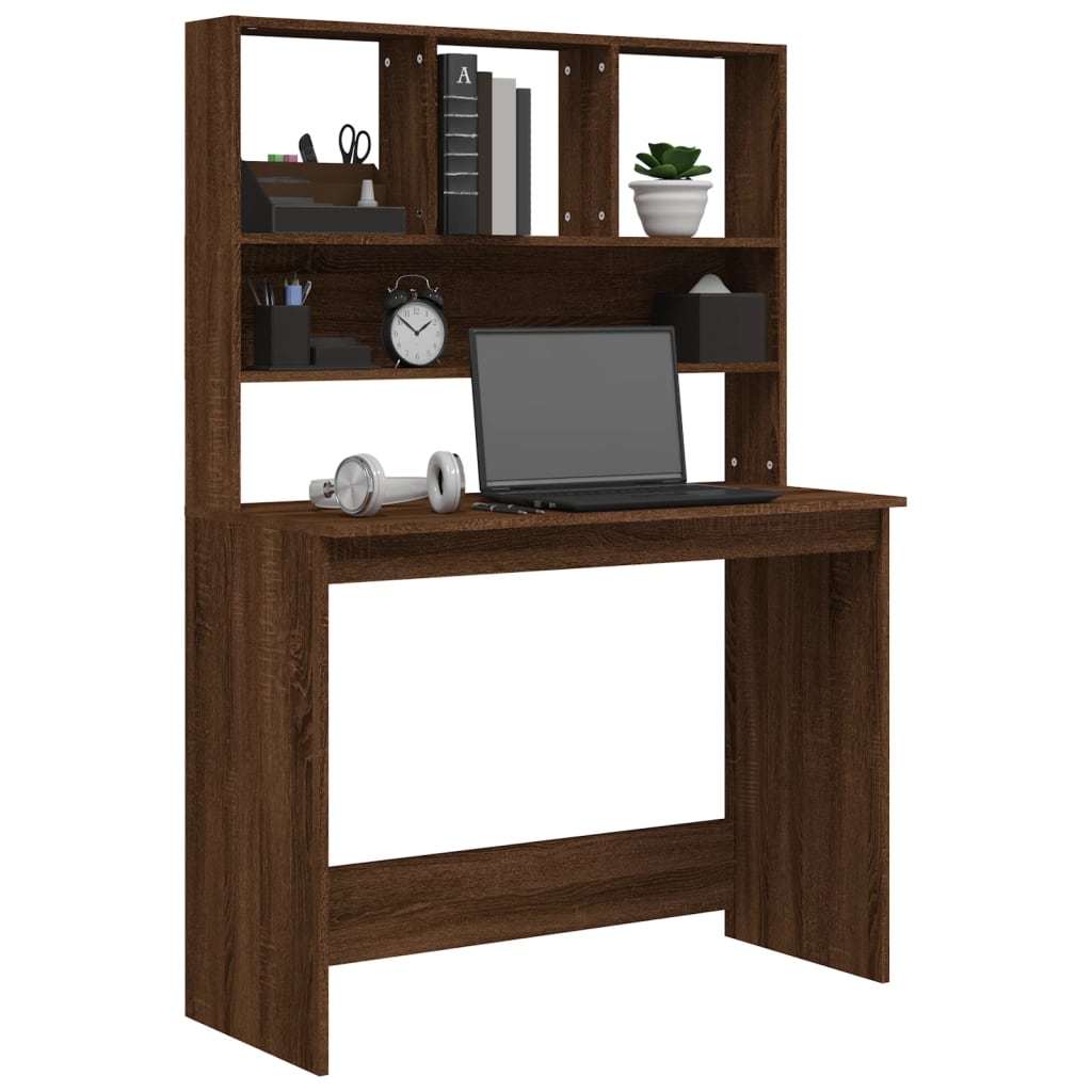 Schreibtisch mit Regal Weiß 102x45x148 cm Holzwerkstoff