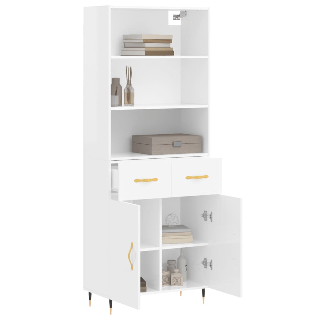 Highboard Betongrau 69,5x34x180 cm Holzwerkstoff