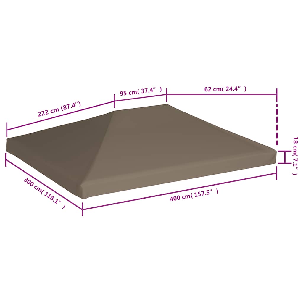 Pavillondach 310 g / m² 3x3 m Taupe