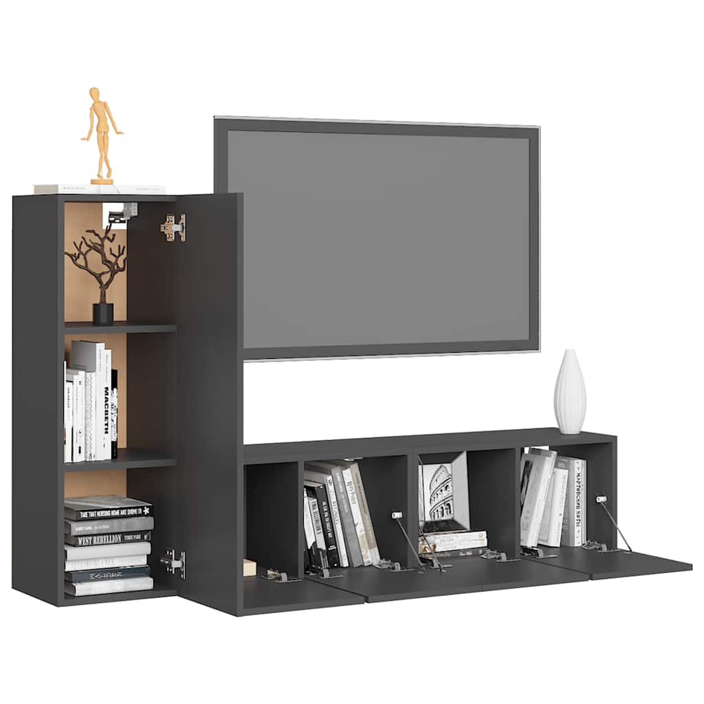 3-tlg. TV-Schrank-Set Weiß Holzwerkstoff