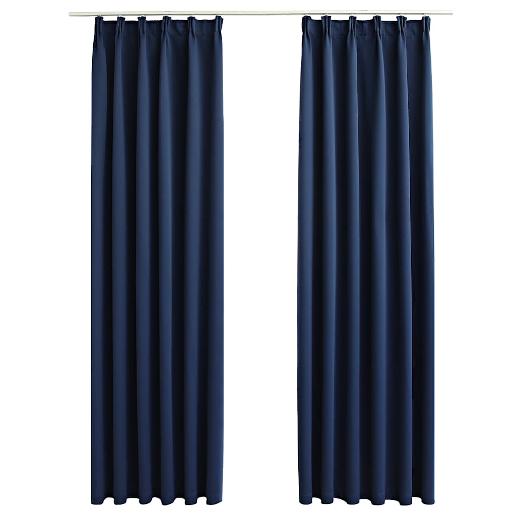 Verdunkelungsvorhänge mit Haken 2 Stk. Schwarz 140x175cm