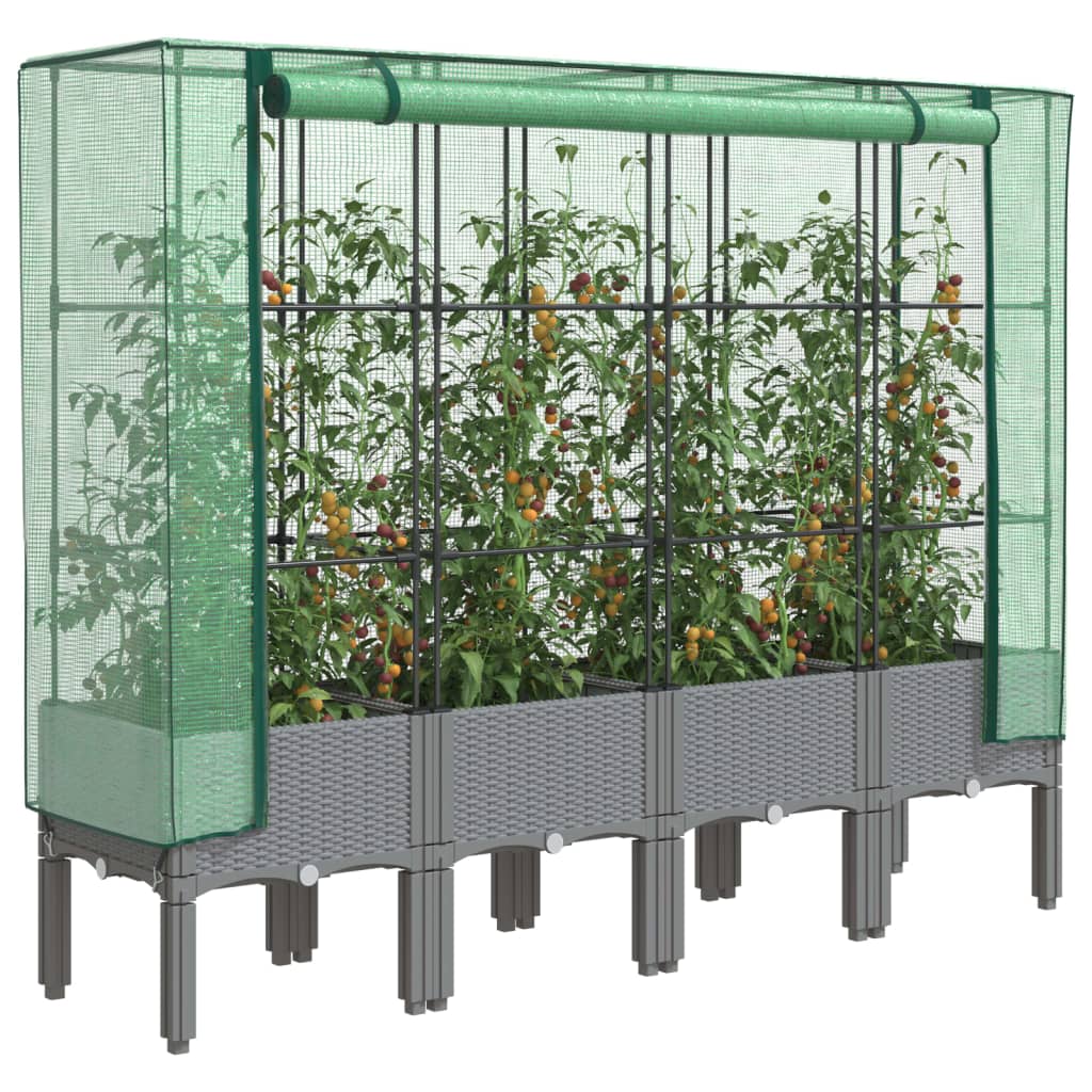 Hochbeet mit Gewächshaus-Aufsatz Rattan-Optik 40x40x140 cm