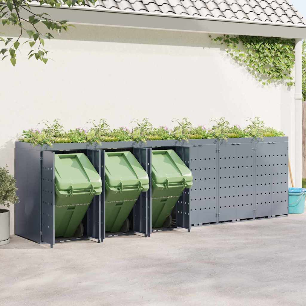 Mülltonnenbox für 2 Tonnen Schwarz 138x79x117 cm Stahl