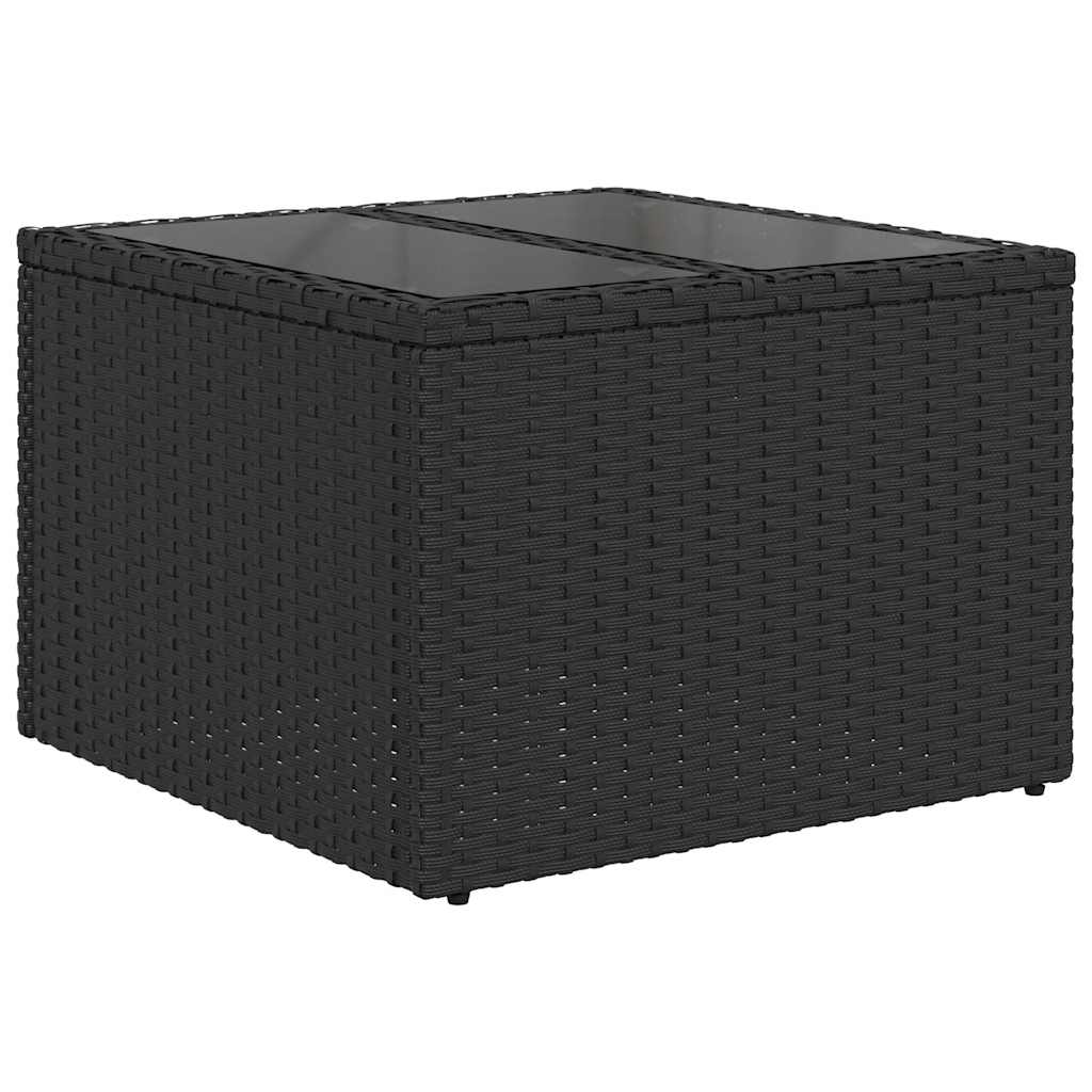 10-teiliges Gartensofa-Set mit Kissen, schwarzes Polyrattan