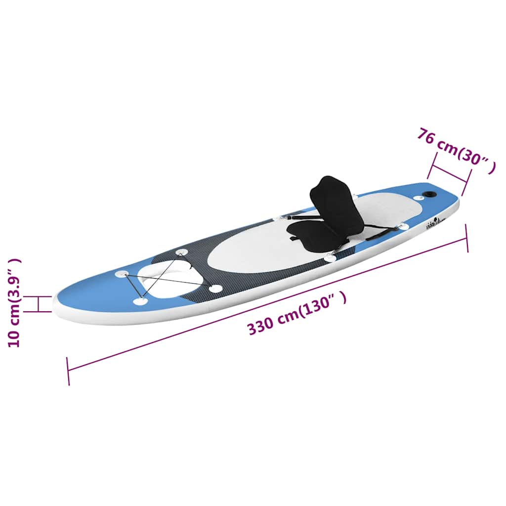 SUP-Board-Set Aufblasbar Blau 300x76x10 cm