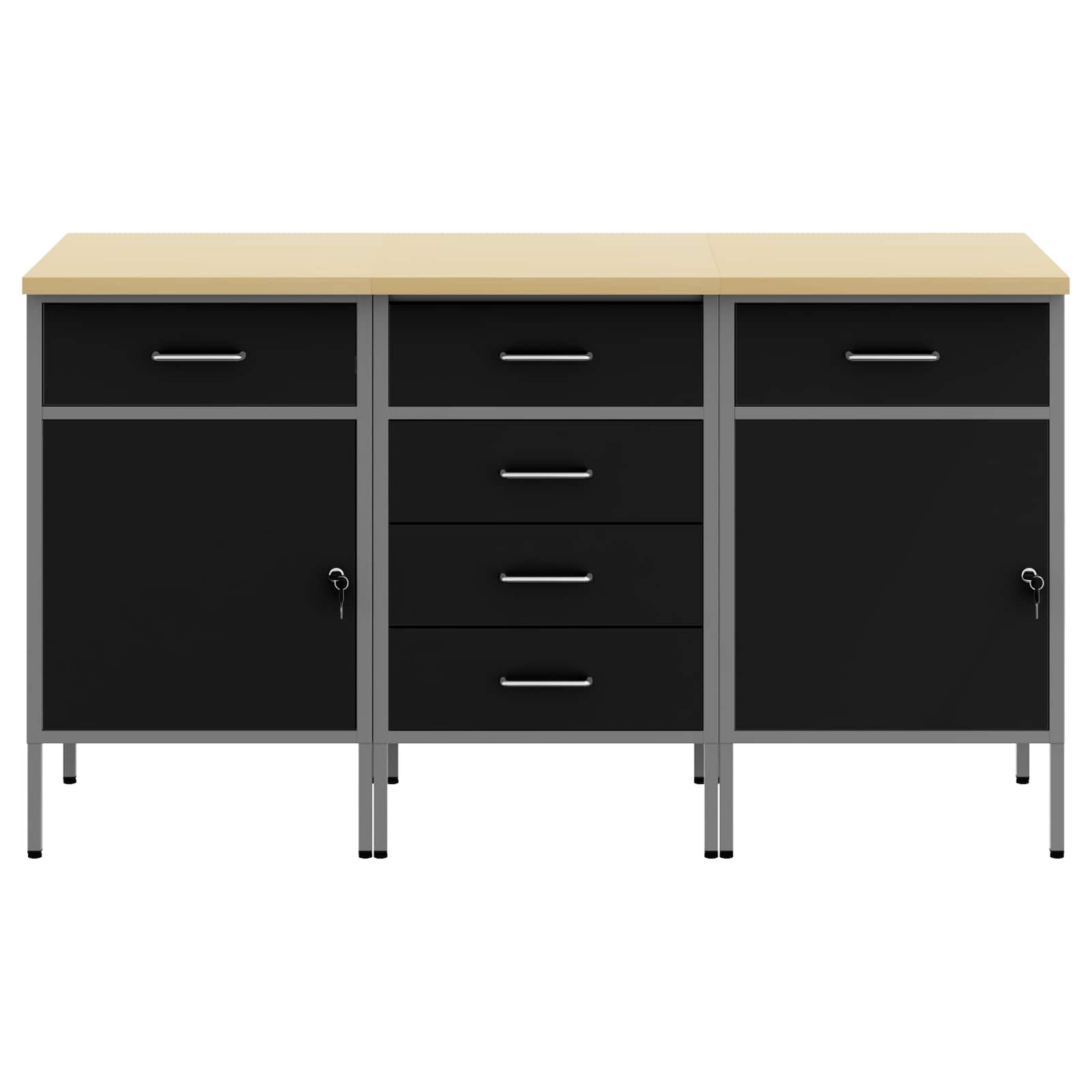 Werkbank mit Schubladen 2 pcs Rot und Grau 100 x 55 x 85 cm