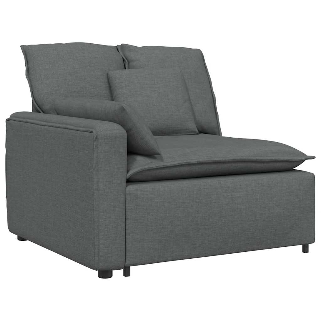 Modulares Sofa Endmodul mit Armlehne Kissen Hellgrau 100 cm