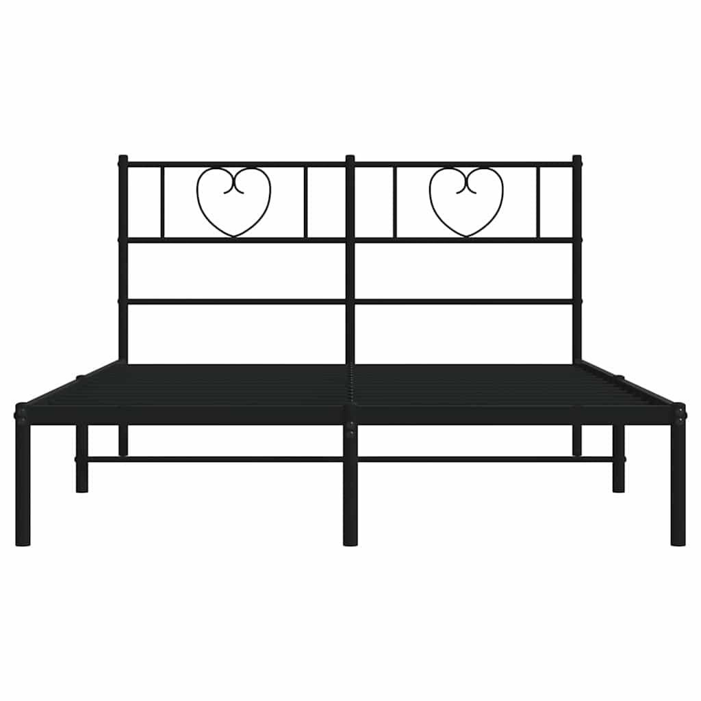 Bettgestell mit Kopfteil Metall Schwarz 100x190 cm