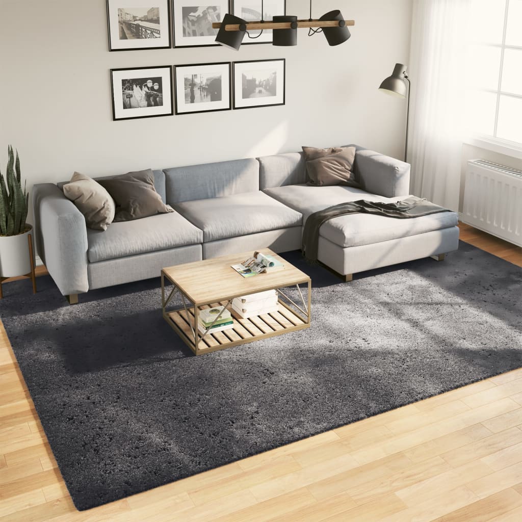 Teppich HUARTE Kurzflor Weich und Waschbar Anthrazit 60x110 cm