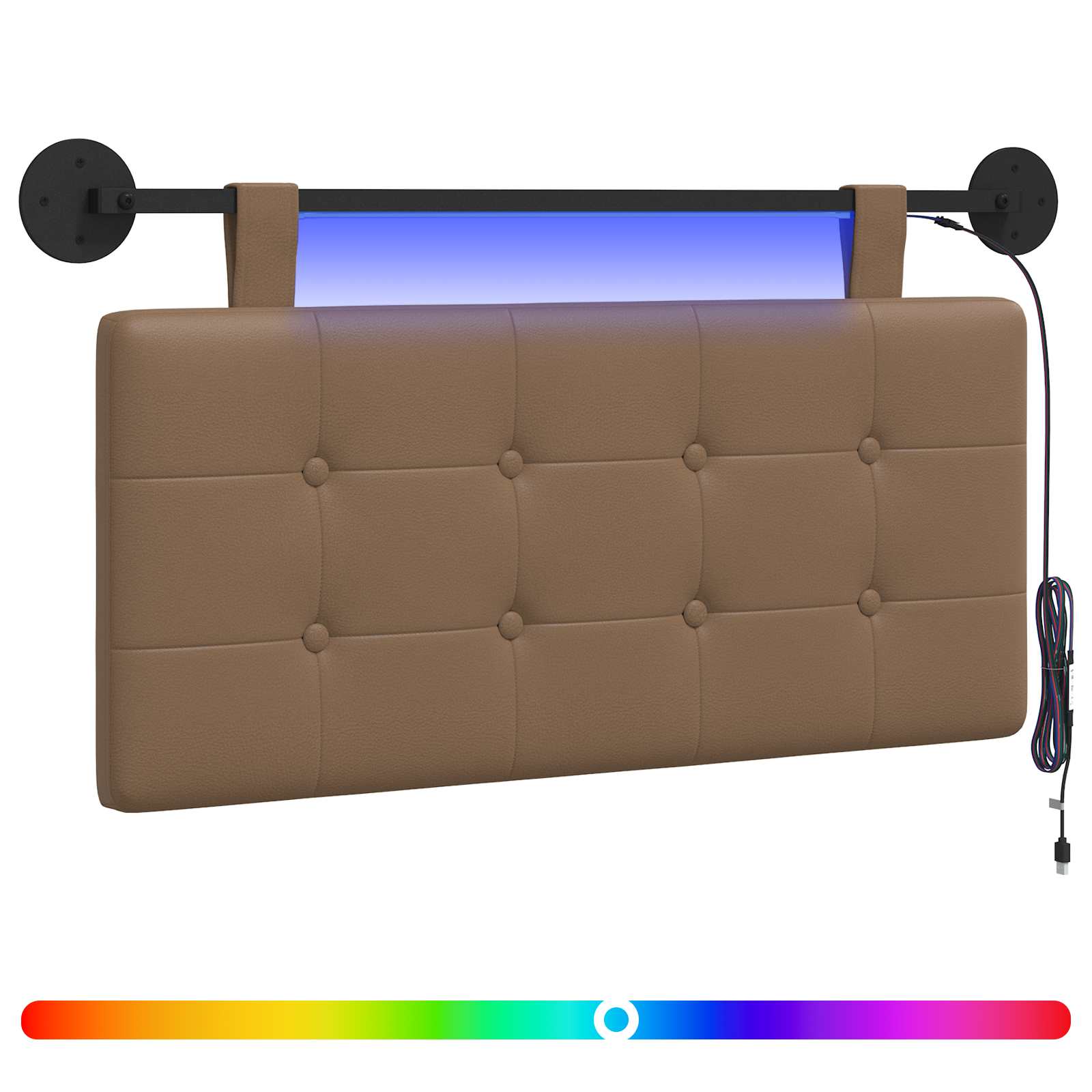 Hängendes Kopfteil Mit LED Licht Creme Kunstleder