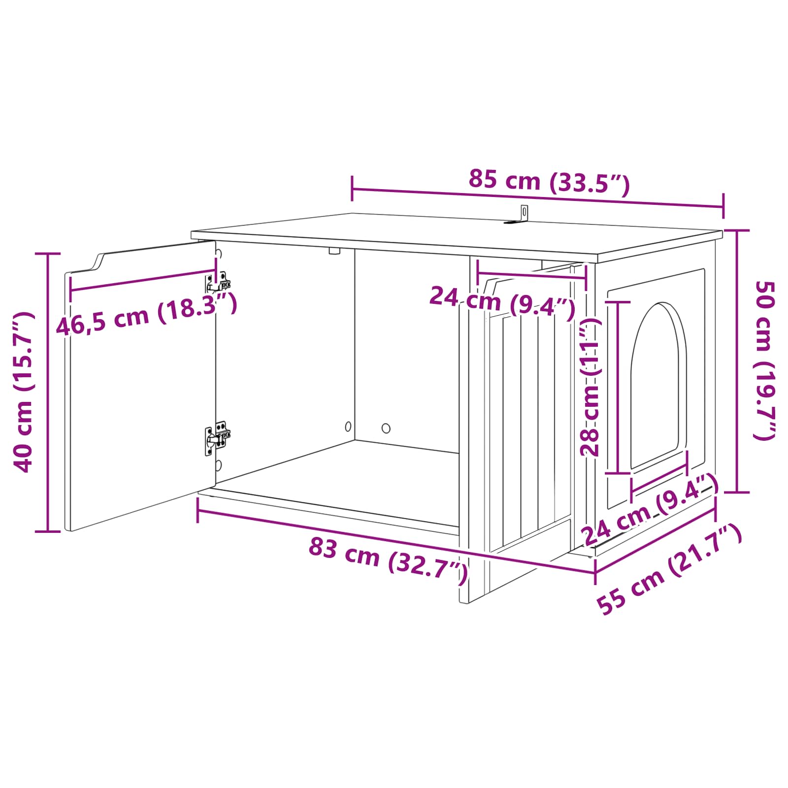 Katzenhaus Weiß 85 x 55 x 50,5 cm Holzwerkstoff
