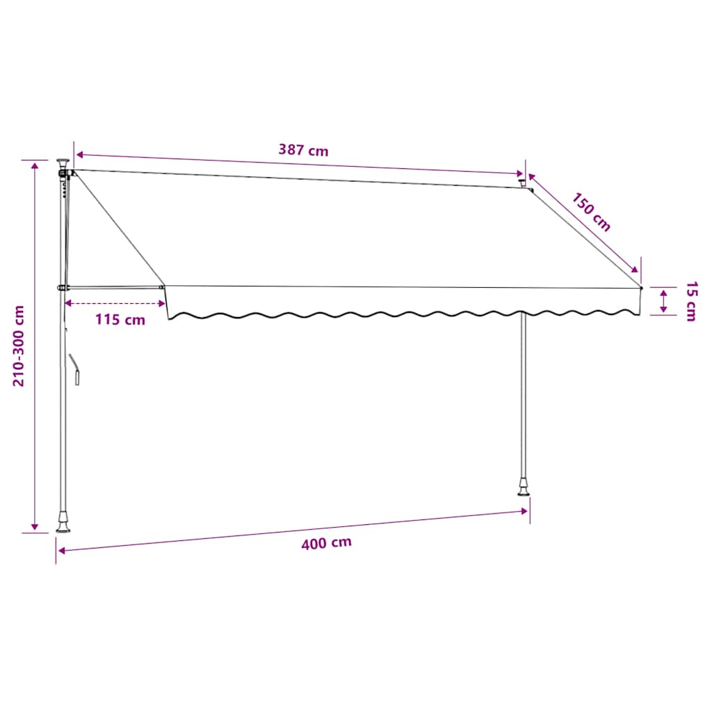 Einziehbare Markise Handbetrieben mit LED 100 cm Blau und Weiß