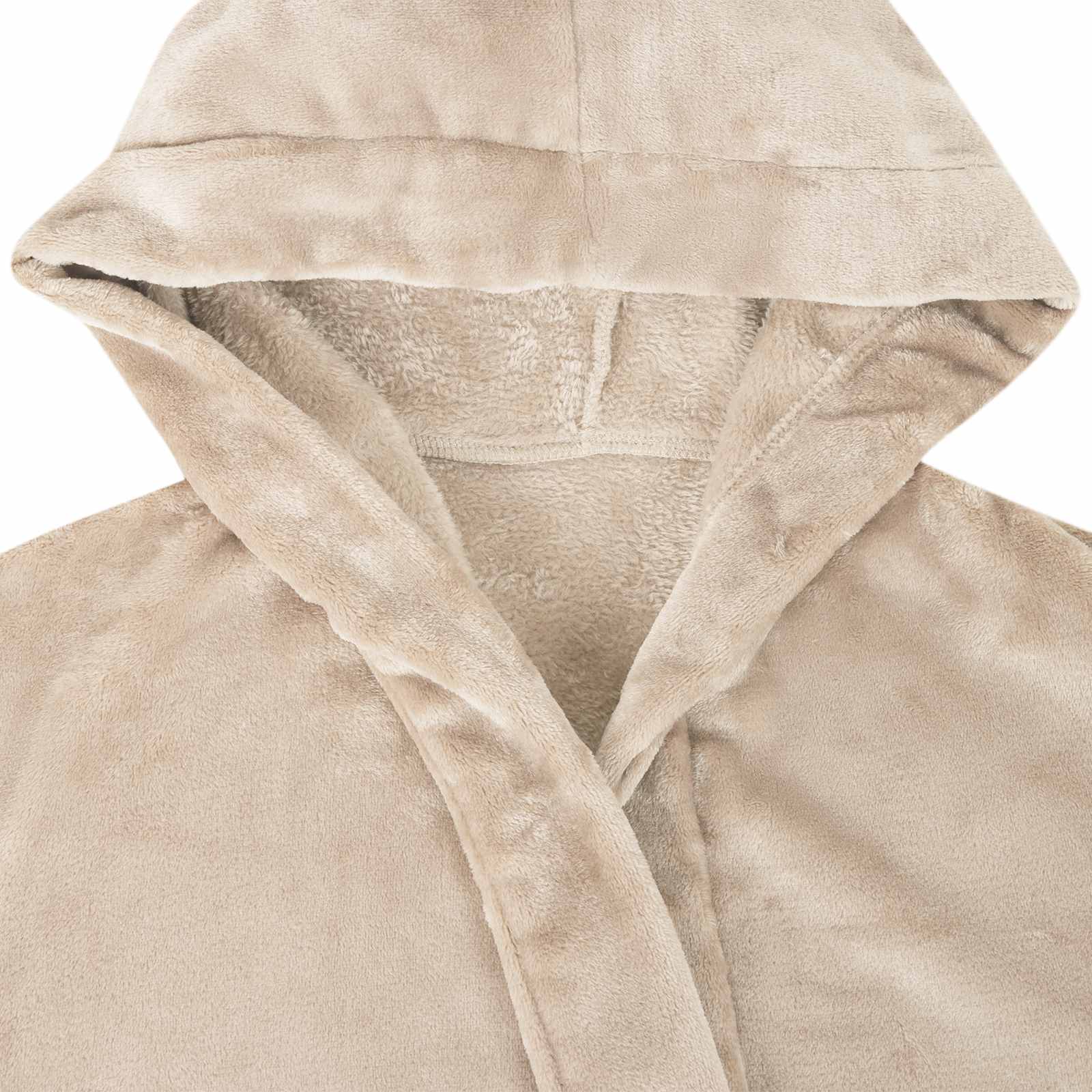Bademantel Hoodie Beige S Flanell