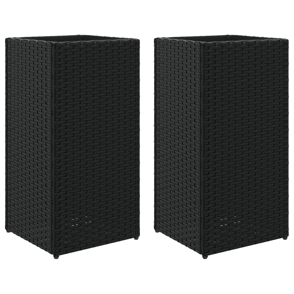 Pflanzkübel 2 Stk. Schwarz 40x40x80 cm Poly Rattan