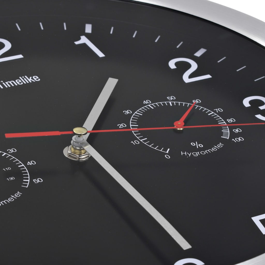 Wanduhr mit Quarzwerk, Hygrometer und Thermometer 30 cm Weiß