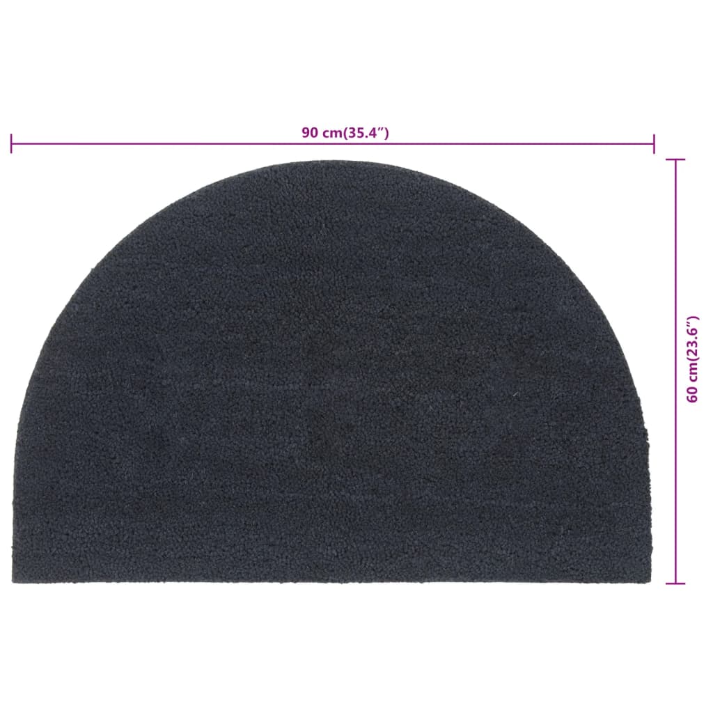 Fußmatte Schwarz Halbrund 60x90 cm Kokosfaser Getuftet